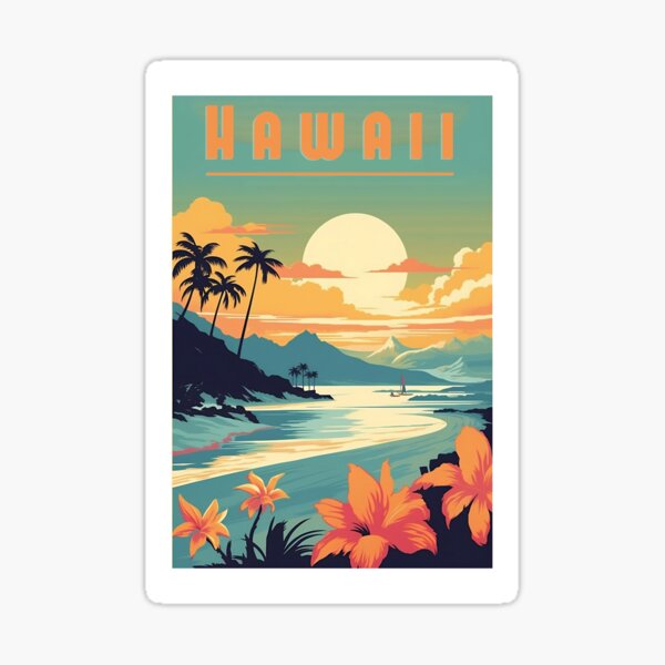 Vintage Hawaii Travel Poster - Paradise Design of the Islands Sticker