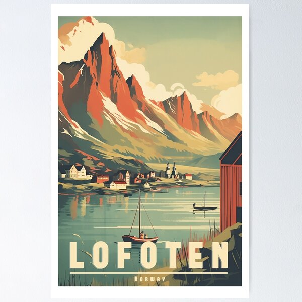Item preview, Vintage travel poster Lofoten - Enchanting design of the Norwegian islands designed and sold by StrasserArt.