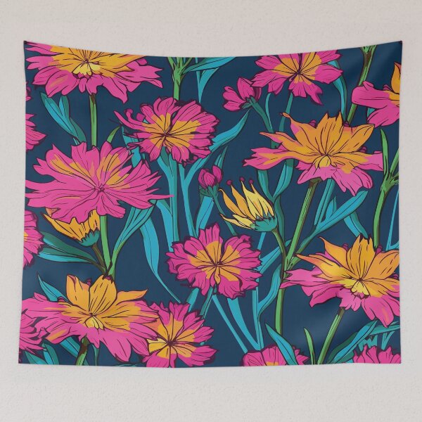 Item preview, Fluorescent pink flowers designed and sold by ColorDesign38.