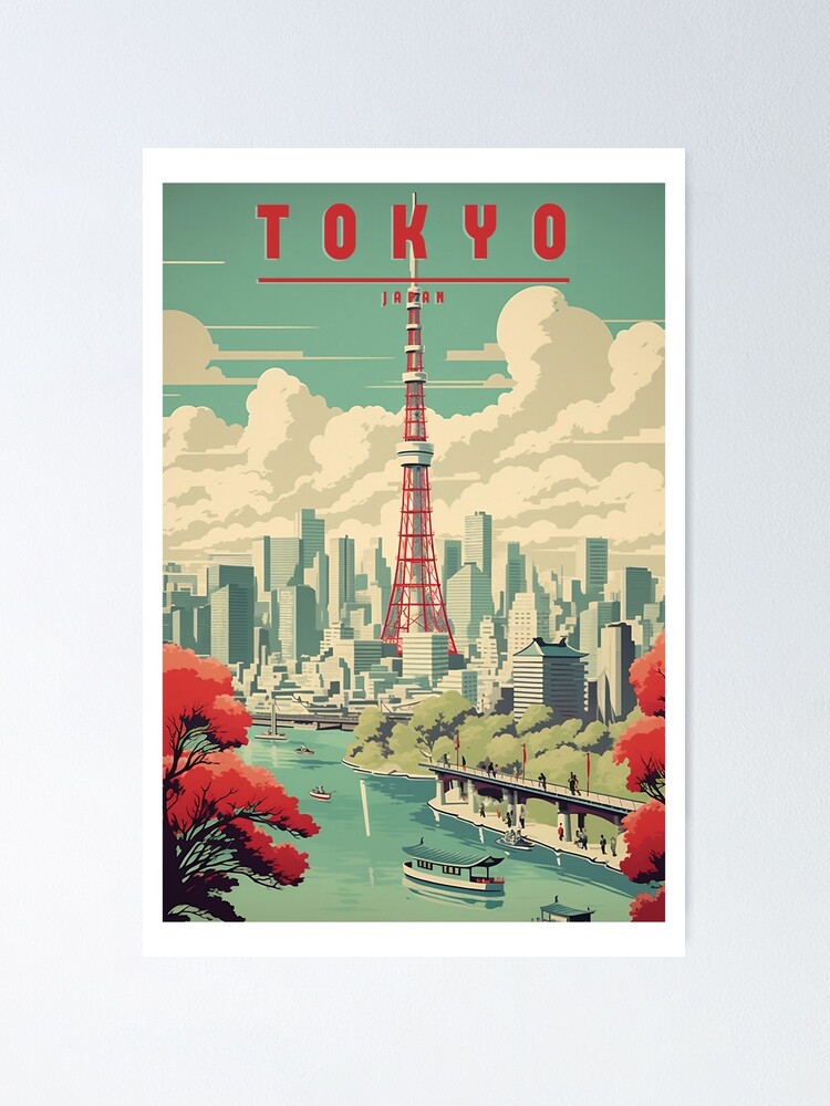 Vintage travel poster Tokyo - Fascinating design of the