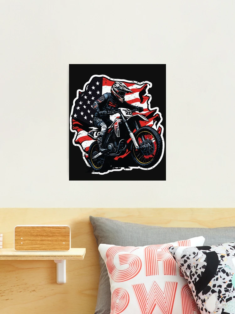 US Flag Patriotic Funny 4th Of July Motocross Dirt Bike ride