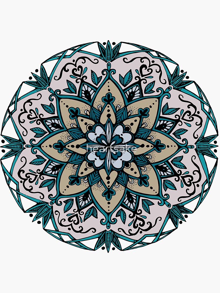 Thumbnail 3 of 3, Sticker, Blue Throat Chakra Mandala designed and sold by heartsake.