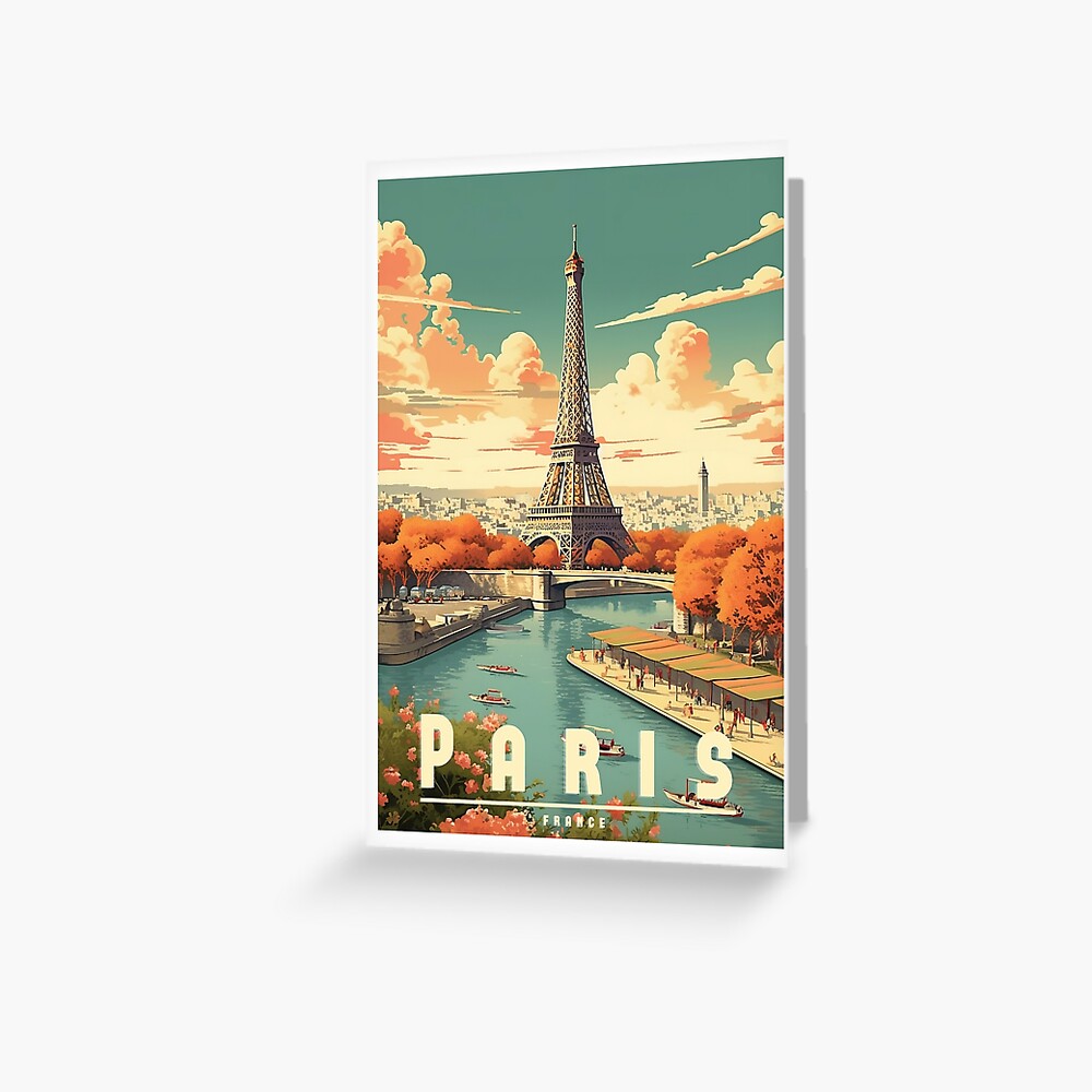 Paris France City Of Love Illustrated Travel Poster Favorite Map