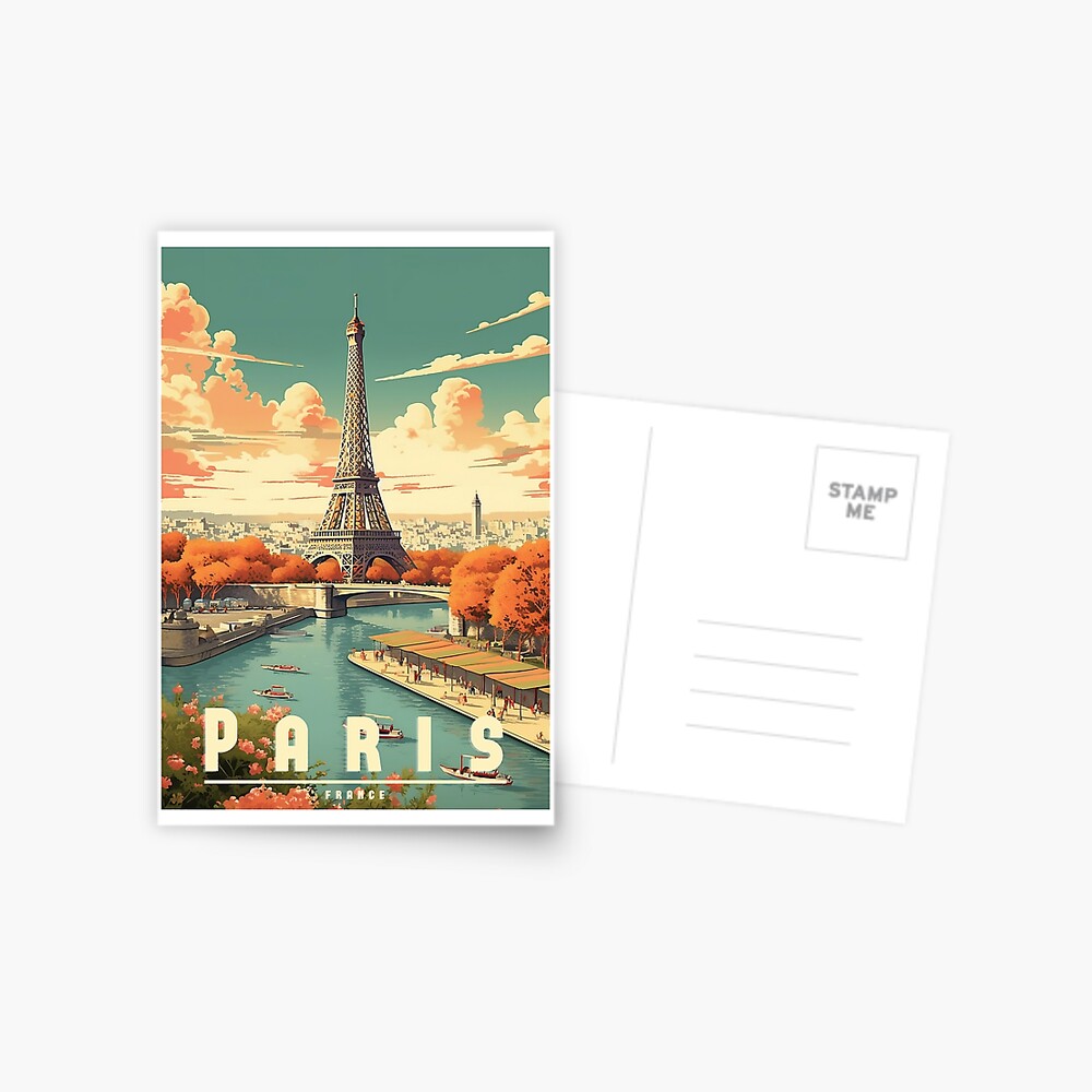 Paris France City Of Love Illustrated Travel Poster Favorite Map