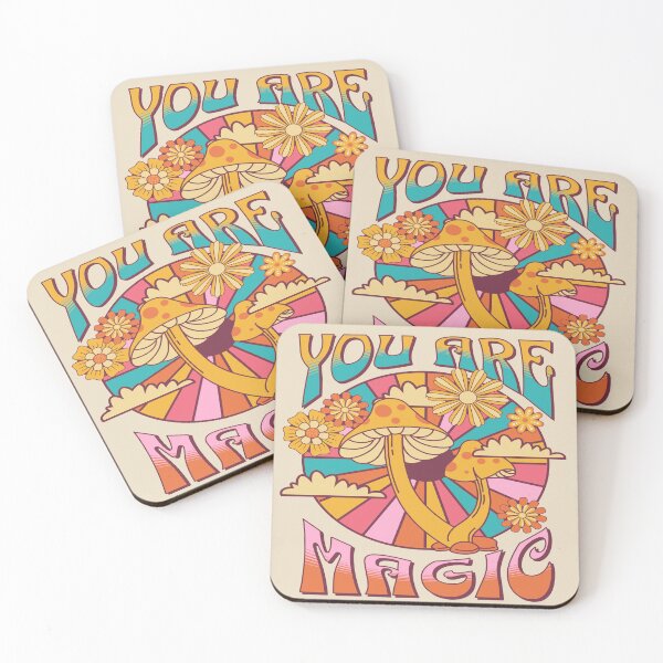 Item preview, You are magic flower power mushrooms retro rainbow psychedelic lettering designed and sold by Novel-ty.