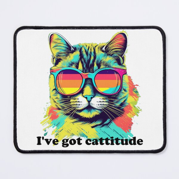 Item preview, Cute Cat with Sunglasses 'I've Got Cattitude' Black Text designed and sold by SADStyleDesigns.