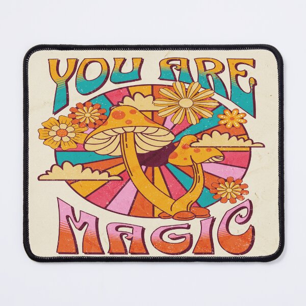 Item preview, You are magic flower power mushrooms retro rainbow psychedelic lettering designed and sold by Novel-ty.