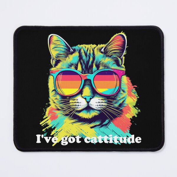 Item preview, Cute Cat with Sunglasses 'I've Got Cattitude White text designed and sold by SADStyleDesigns.