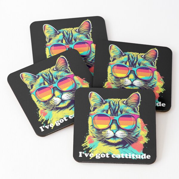 Item preview, Cute Cat with Sunglasses 'I've Got Cattitude White text designed and sold by SADStyleDesigns.