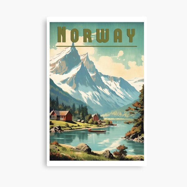 Item preview, Vintage Norway travel poster - Fascinating design of the Scandinavian country designed and sold by StrasserArt.