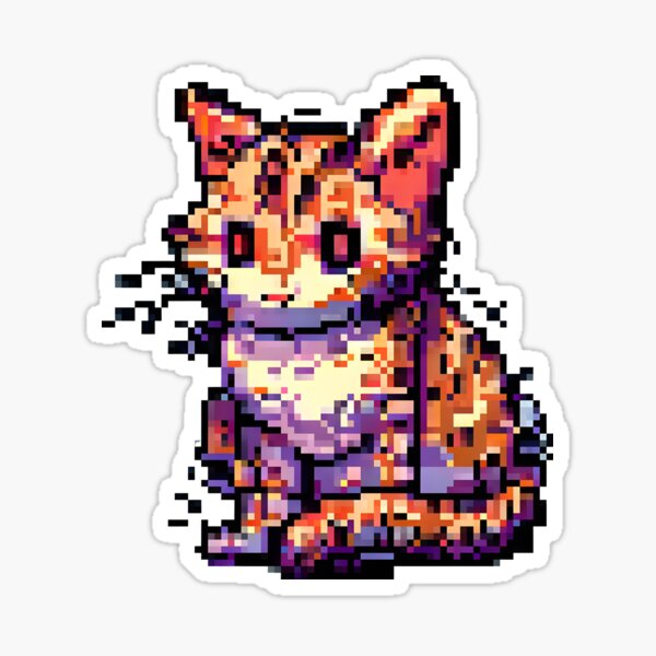 8bit Pixel Cat - cute retro gaming Sticker