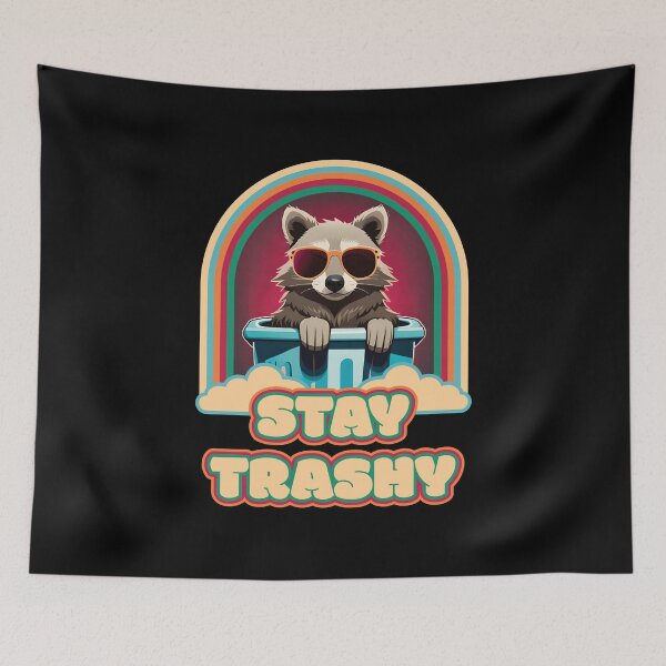 Item preview, Stay Trashy Funny Vintage Retro Happy Raccoon Lover Ver12 designed and sold by thecatcouch.