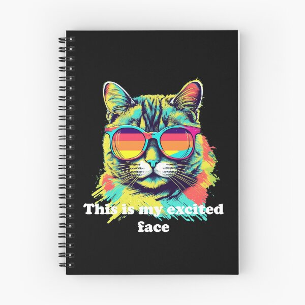 Item preview, Cute Cat with Sunglasses 'This is My Excited Face' White text designed and sold by SADStyleDesigns.