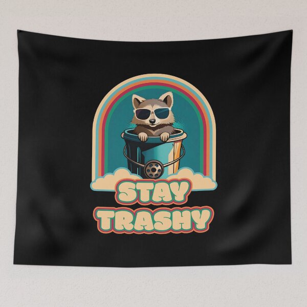 Item preview, Stay Trashy Funny Vintage Retro Happy Raccoon Lover Ver13 designed and sold by thecatcouch.