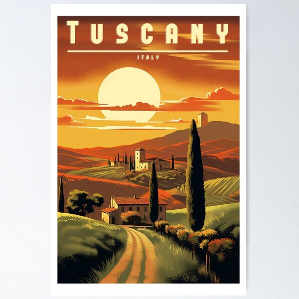 Item preview, Vintage travel poster - Tuscany: Idyllic design of the dreamy region designed and sold by StrasserArt.