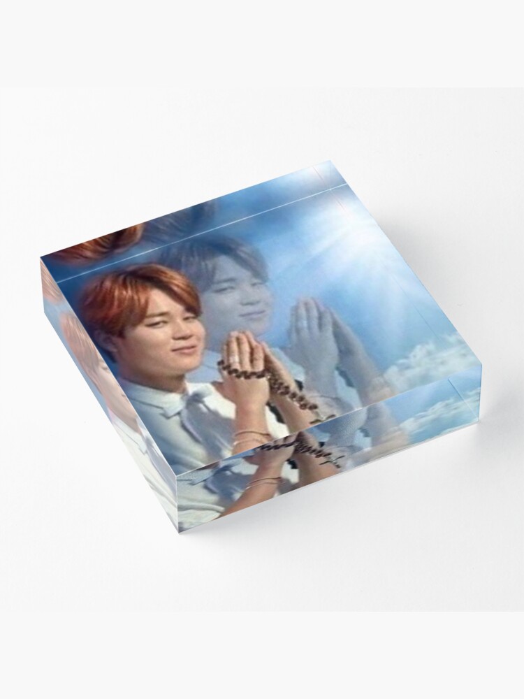 Alternate view of BTS Jimin Praying meme Acrylic Block