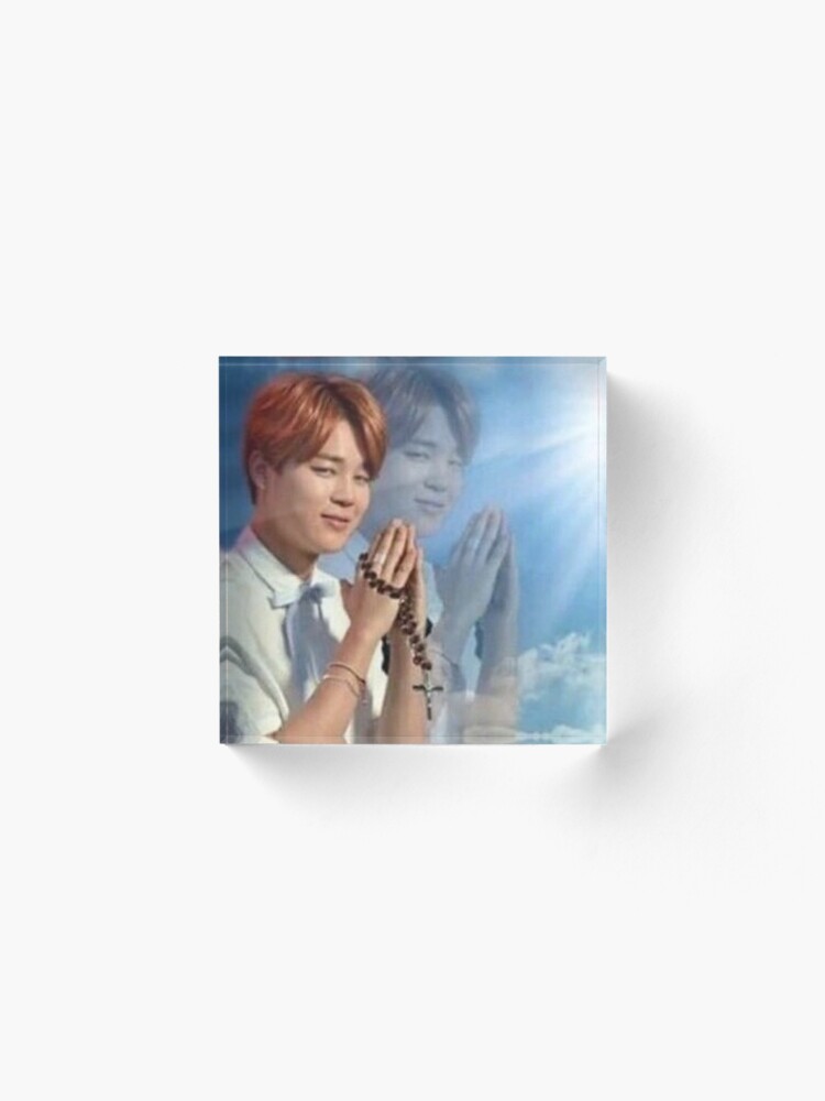 Alternate view of BTS Jimin Praying meme Acrylic Block