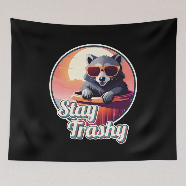 Item preview, Stay Trashy Funny Vintage Retro Happy Raccoon Lover Ver14 designed and sold by thecatcouch.