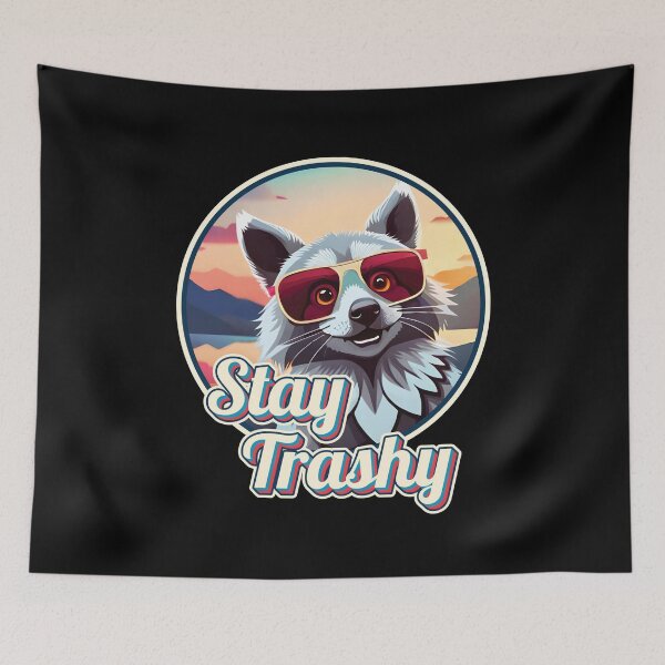 Item preview, Stay Trashy Funny Vintage Retro Happy Raccoon Lover Ver15 designed and sold by thecatcouch.