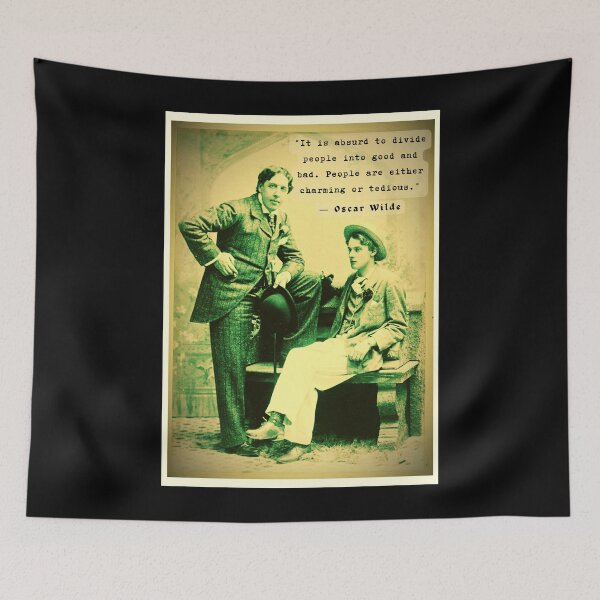 Item preview, Oscar Wilde and Bosie Douglas portrait and quote: “It is absurd to divide people into good and bad...” designed and sold by artbleed.