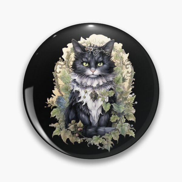 Item preview, Gothic Tuxedo Cat Sitting in Ivy designed and sold by Jandsgraphics.