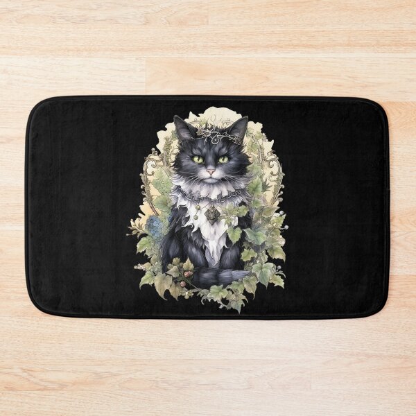 Item preview, Gothic Tuxedo Cat Sitting in Ivy designed and sold by Jandsgraphics.