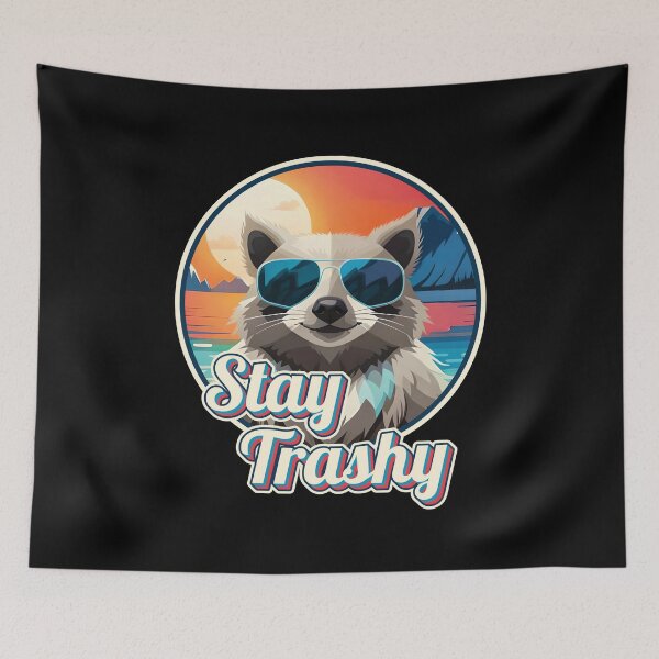 Item preview, Stay Trashy Funny Vintage Retro Happy Raccoon Lover Ver16 designed and sold by thecatcouch.