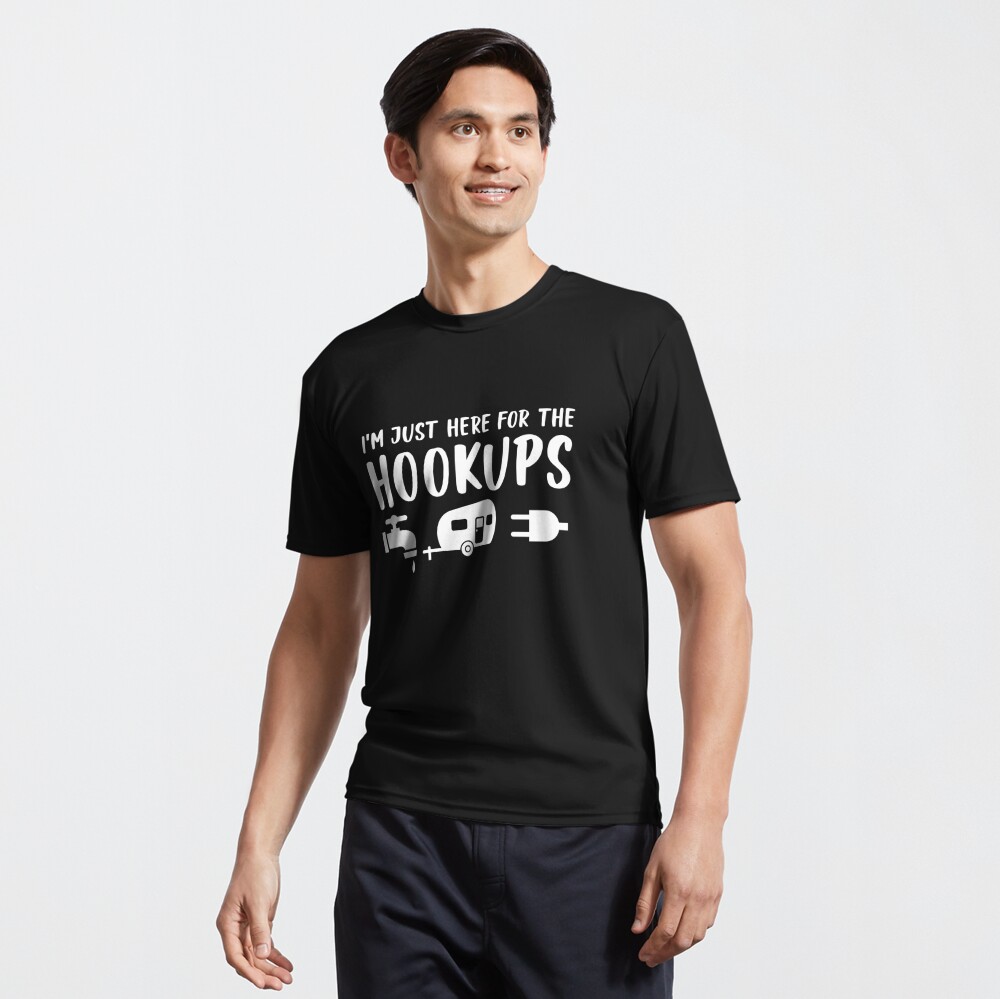 I'm Just Here For The Hookups Camp Rv Camper Camping Men's T-shirt Back  Print - Monsterry