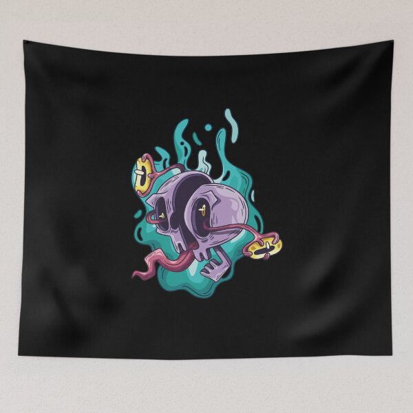 Item preview, Illusionary Grin- Trippy Skull in Toxic Flames designed and sold by slachtrijp.