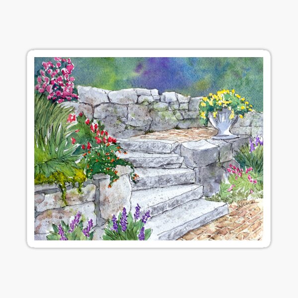 Secret Garden Original Watercolor Painting Sticker