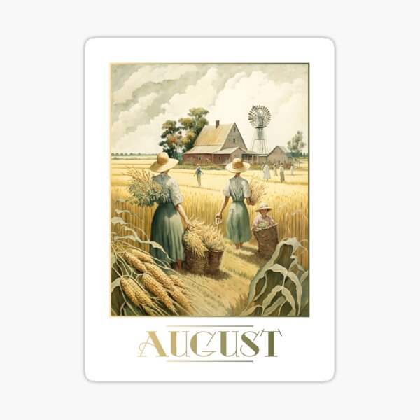 Item preview, "August" 8/12 Calendar Themed Postcard / Greeting Card designed and sold by Iamglitchy.