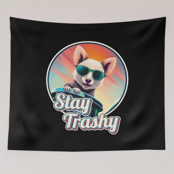 Item preview, Stay Trashy Funny Vintage Retro Happy Opossum Lover Ver17 designed and sold by thecatcouch.