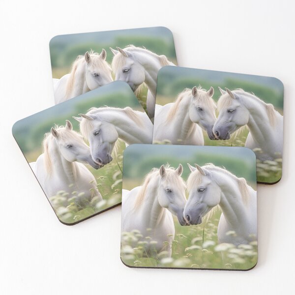 Item preview, Majestic White Mustangs Grazing in Pasture designed and sold by libanmax.