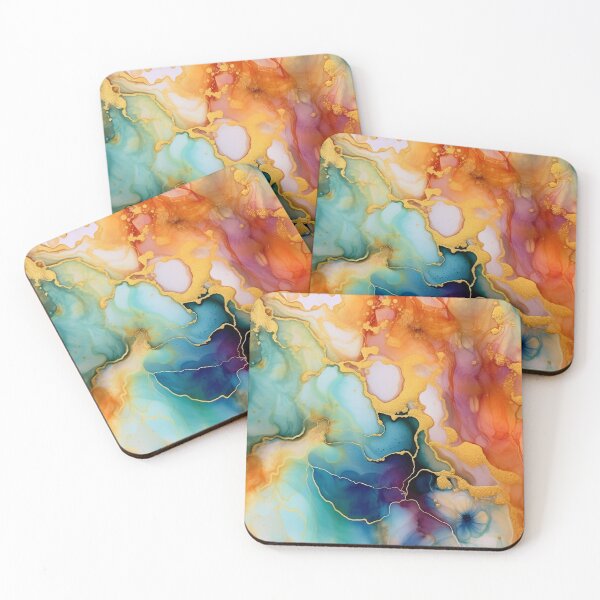Item preview, Rainbow and Gold Alcohol Ink - Gradient Geode Pattern designed and sold by TPhanDesign.