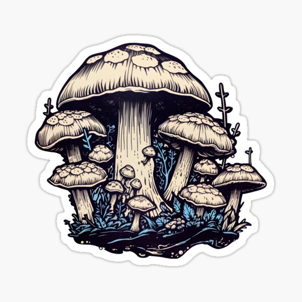 "Gritty Mushroom" Sticker for Sale by TheAIArtisan Redbubble