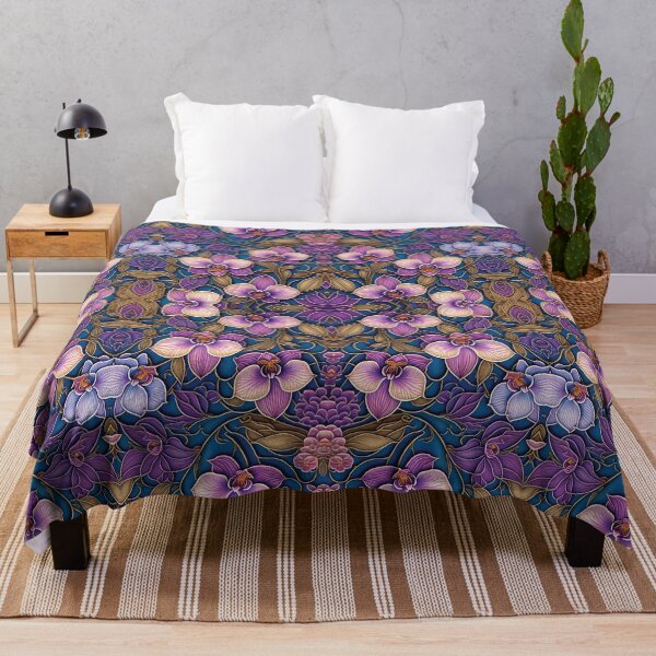 Item preview, Orchids Floral Pattern - Purple and Blue Shade designed and sold by Witsprings.