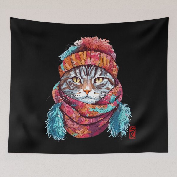Item preview, Colorful cat  on winter designed and sold by SiriusrenoTee.
