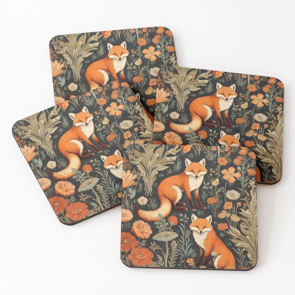 Item preview, Vintage Fox and Flowers Pattern designed and sold by TPhanDesign.
