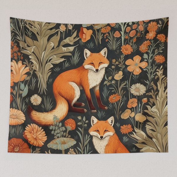 Item preview, Vintage Fox and Flowers Pattern designed and sold by TPhanDesign.