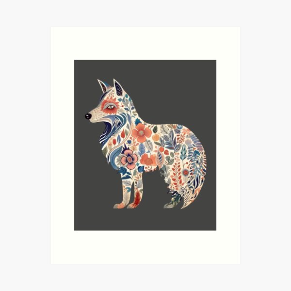 Item preview, Wolf - Scandinavian Folk Art Style designed and sold by StudioRedKoala.