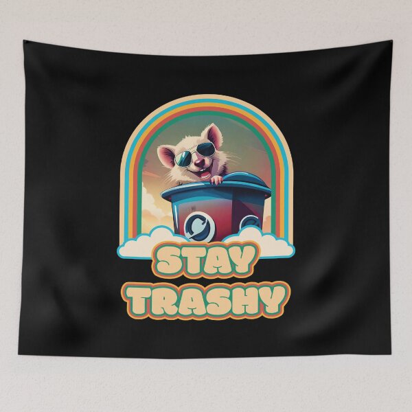 Item preview, Stay Trashy Funny Vintage Retro Happy Opossum Lover Ver19 designed and sold by thecatcouch.