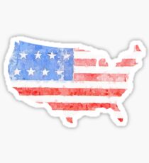 Aquarell-amerikanische Flagge auf der Form der Vereinigten Staaten Sticker