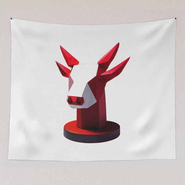 Item preview, Red and White Bull Head designed and sold by PolygonXYZ.