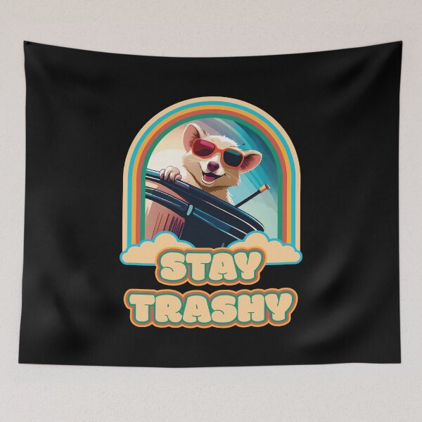 Item preview, Stay Trashy Funny Vintage Retro Happy Opossum Lover Ver20 designed and sold by thecatcouch.