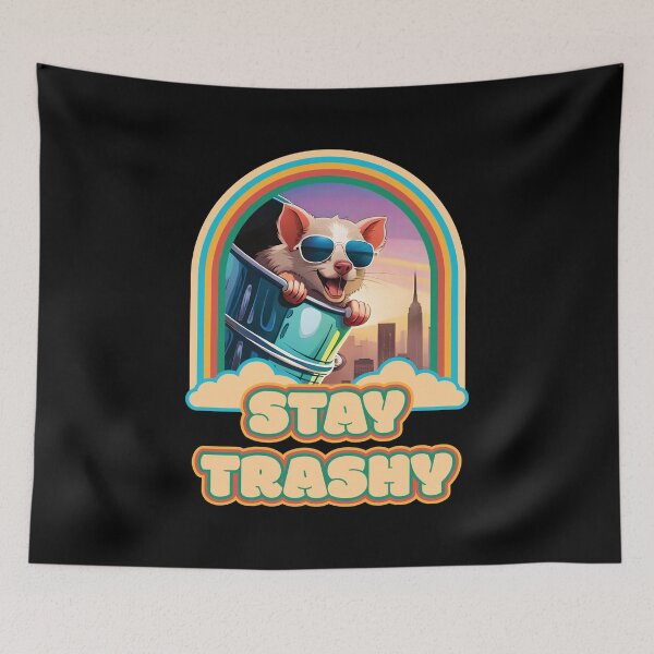 Item preview, Stay Trashy Funny Vintage Retro Happy Opossum Lover Ver21 designed and sold by thecatcouch.