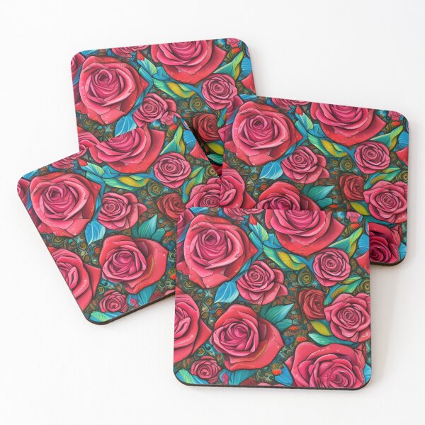 Item preview, Vintage Pop Art Pattern Roses Flowers  Art Design designed and sold by PC-artist.