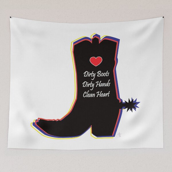 Item preview, Dirty Boots, Dirty Hands, Clean Heart (blk boot) designed and sold by ArtDoor54.