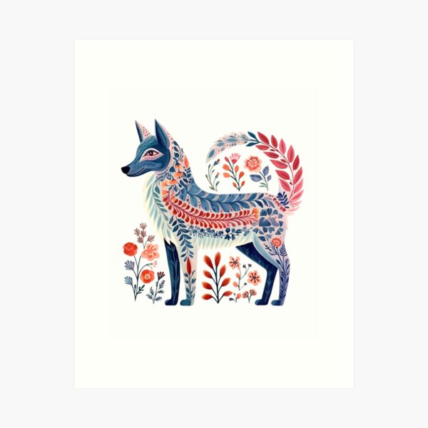 Item preview, Wolf - Scandinavian Folk Art Style designed and sold by StudioRedKoala.