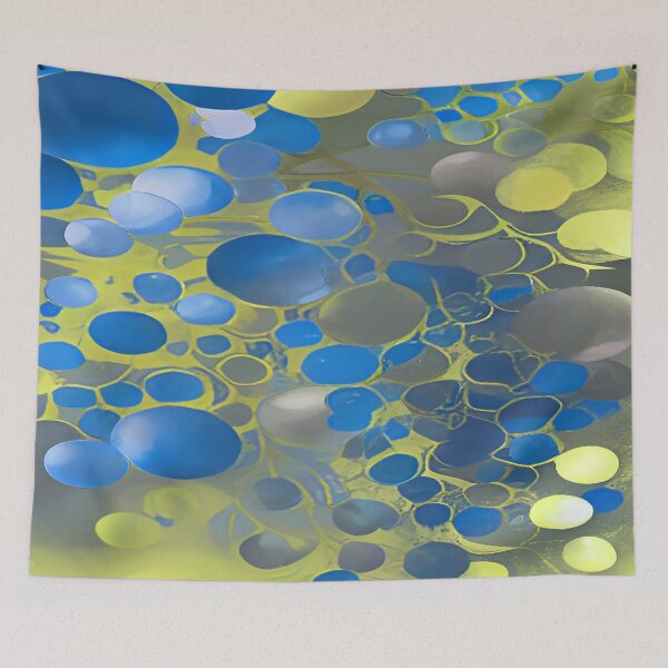 Item preview, Blue and Yellow Circular Bubbles Floating designed and sold by deniselynnimage.