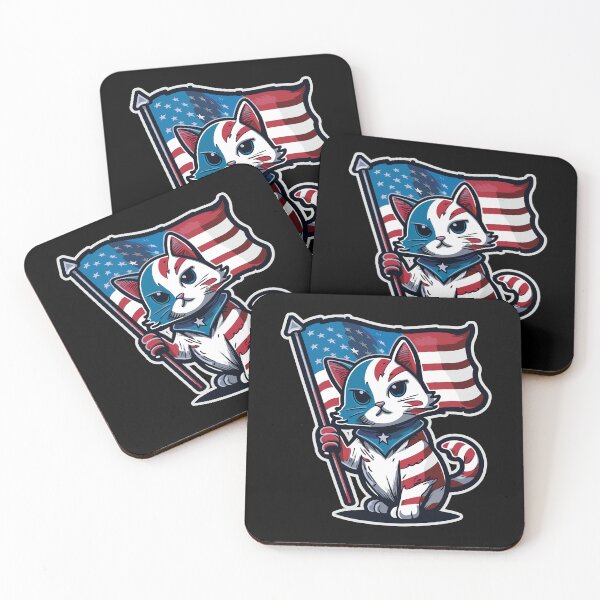 Item preview, Cute cat  with a US flag for 4th of July designed and sold by Gerald Waters.